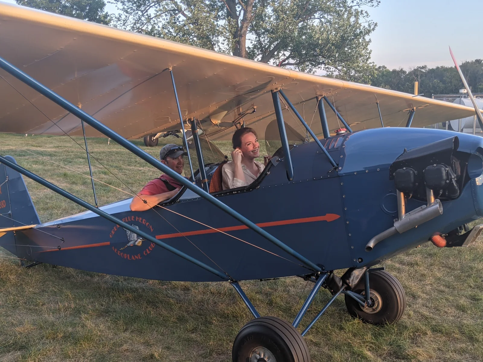Blue antique aircraft cockpit