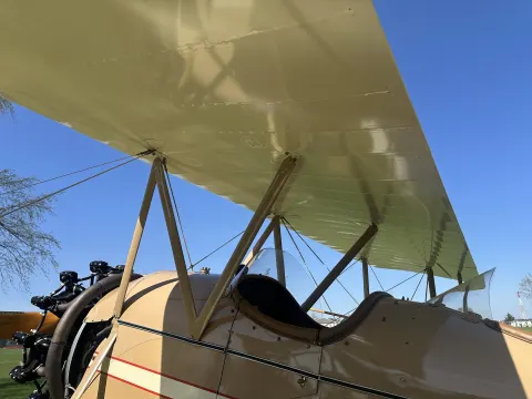 1930 Waco ASO cockpit and straightwing detail with its Jacobs L-4MB radial engine